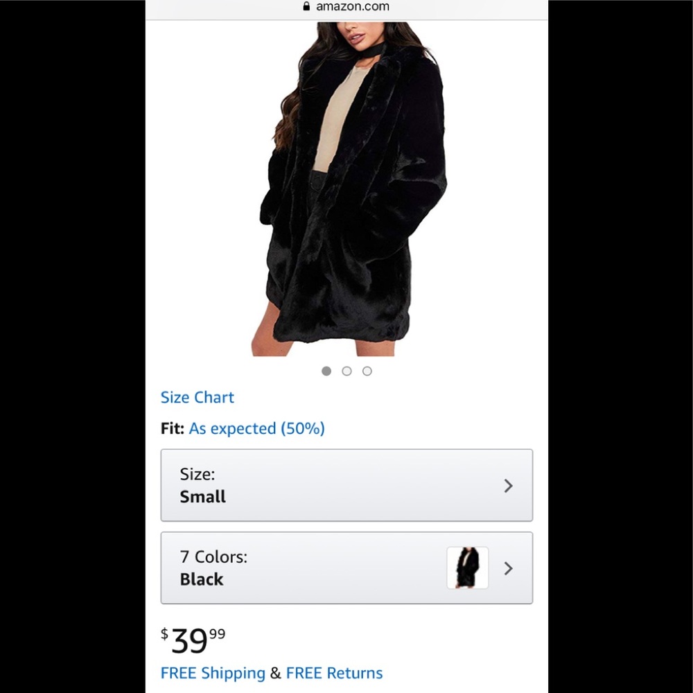Black lightweight faux fur coat NEW never worn